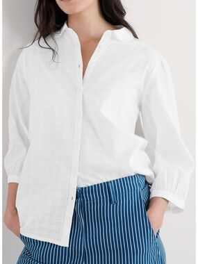 Seasalt Cornwall White Hope Cottage Organic Cotton Button-Up Shirt
